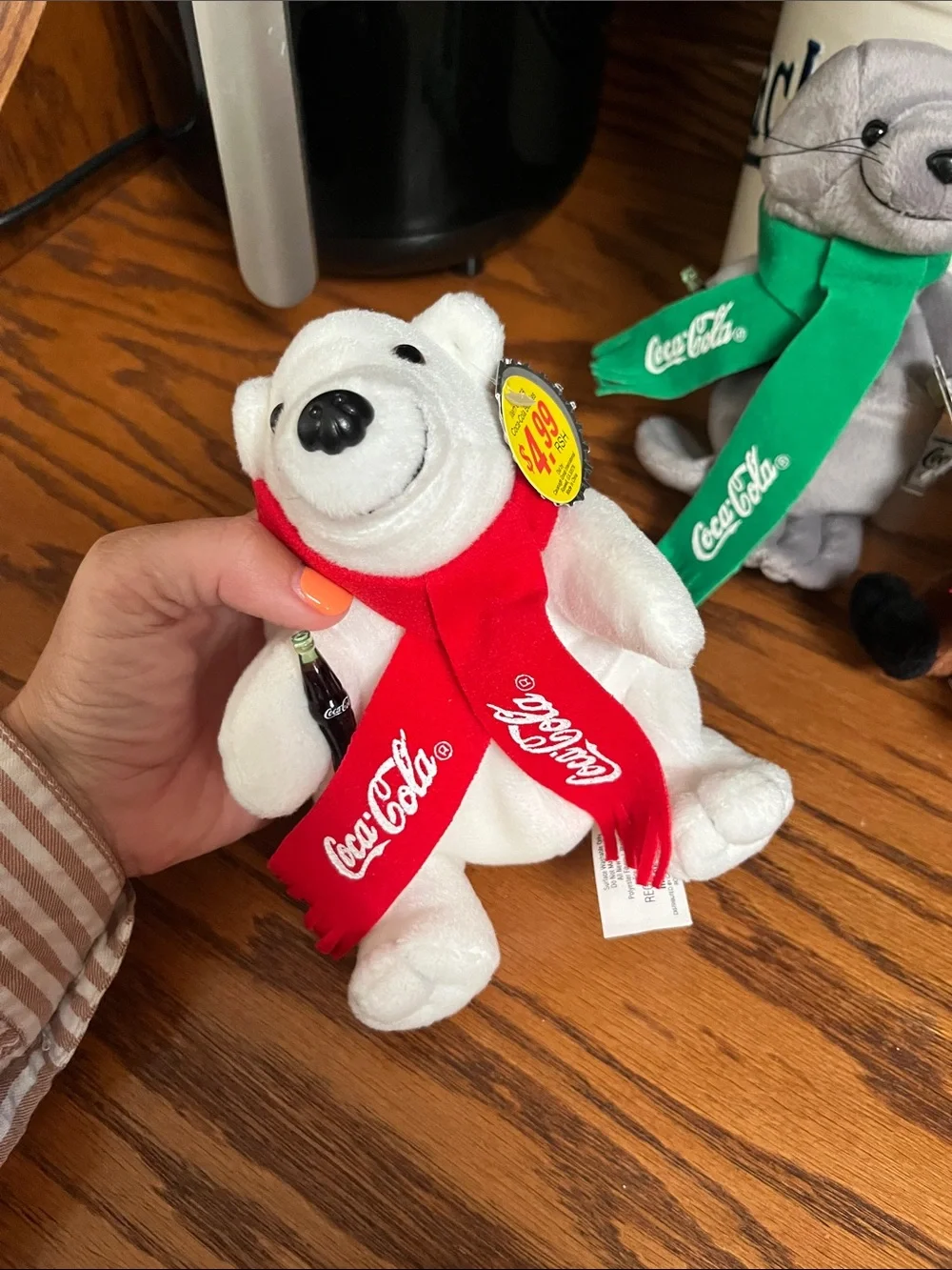 vintage 1998 Coca Cola Holiday Plush Set with Red and Green Scarves